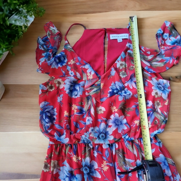 Emma & Michelle Floral Ruffled Cold Shoulder Maxi Dress - Picture 12 of 12